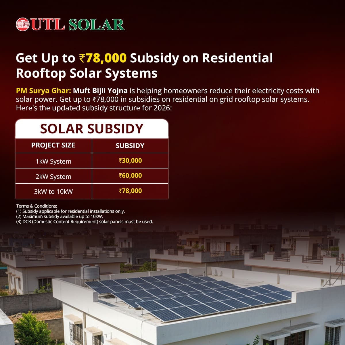 UTL ShineX 3.2kW On Grid Rooftop Solar Kit with Mono DCR Panels eligible for PM Surya Ghar Subsidy - Image 2